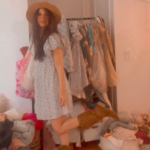 NWT Boho Ditsy Floral Midi Dress by be you be Free in sky blue - Picture 4 of 12